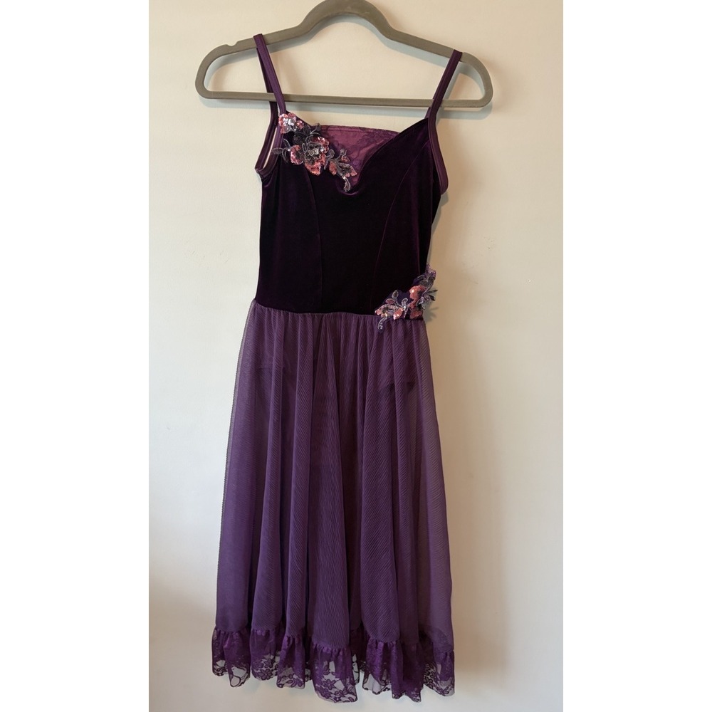Weissman Moonlight Sonata Dance Costume XS Plum Purple Sheer Fairy Lyrical EUC